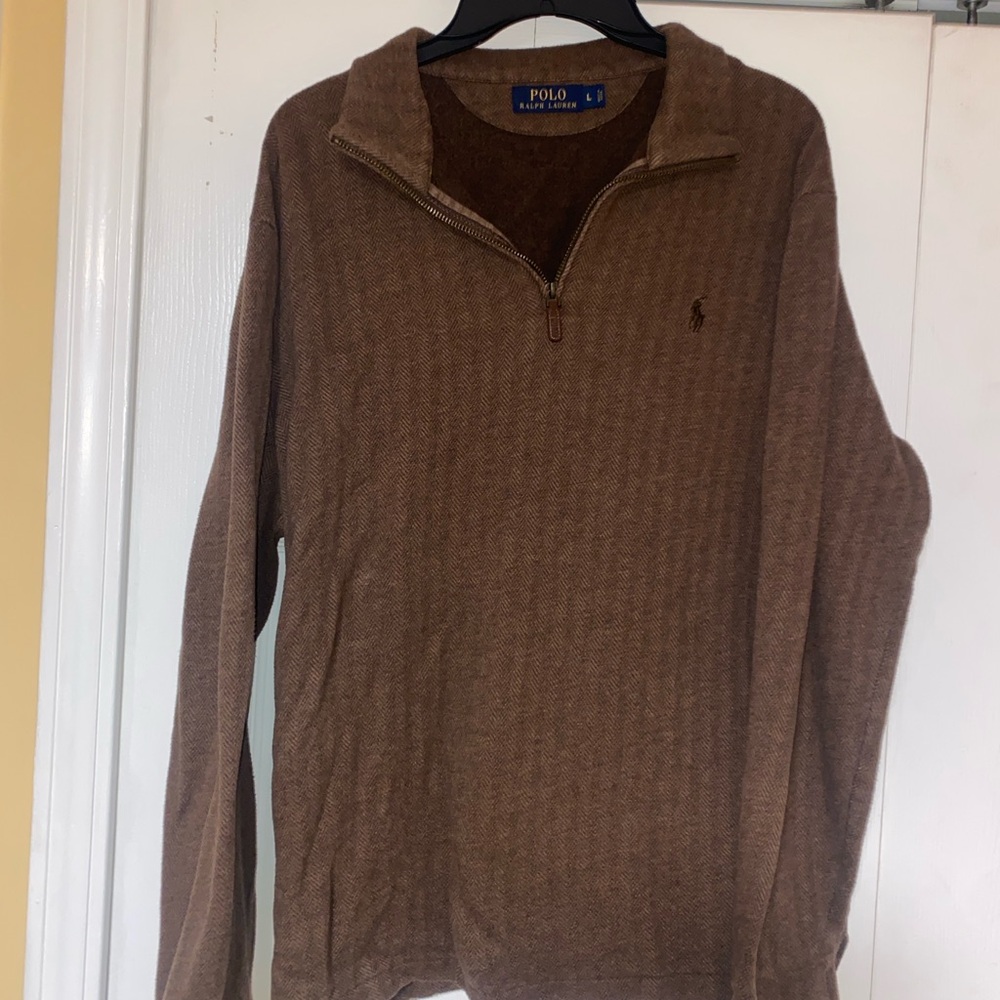 Polo by Ralph Lauren Men's Tan Zip-Up Sweater
